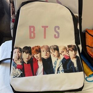 BTS Themed Black and White Backpack NWOT with free keychain